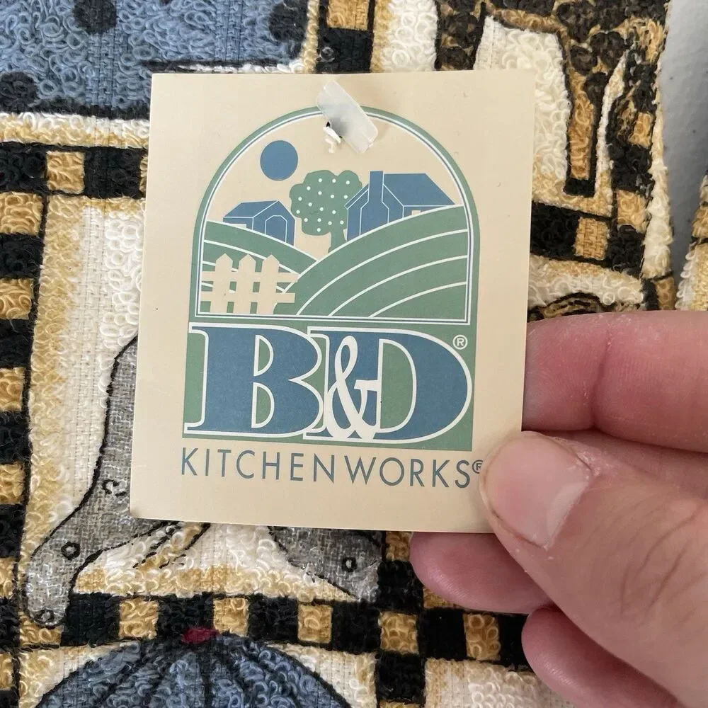 Vintage B&D Kitchenworks Hand Towels Lot 90's Noah's Arc Graphic 100% Cotton